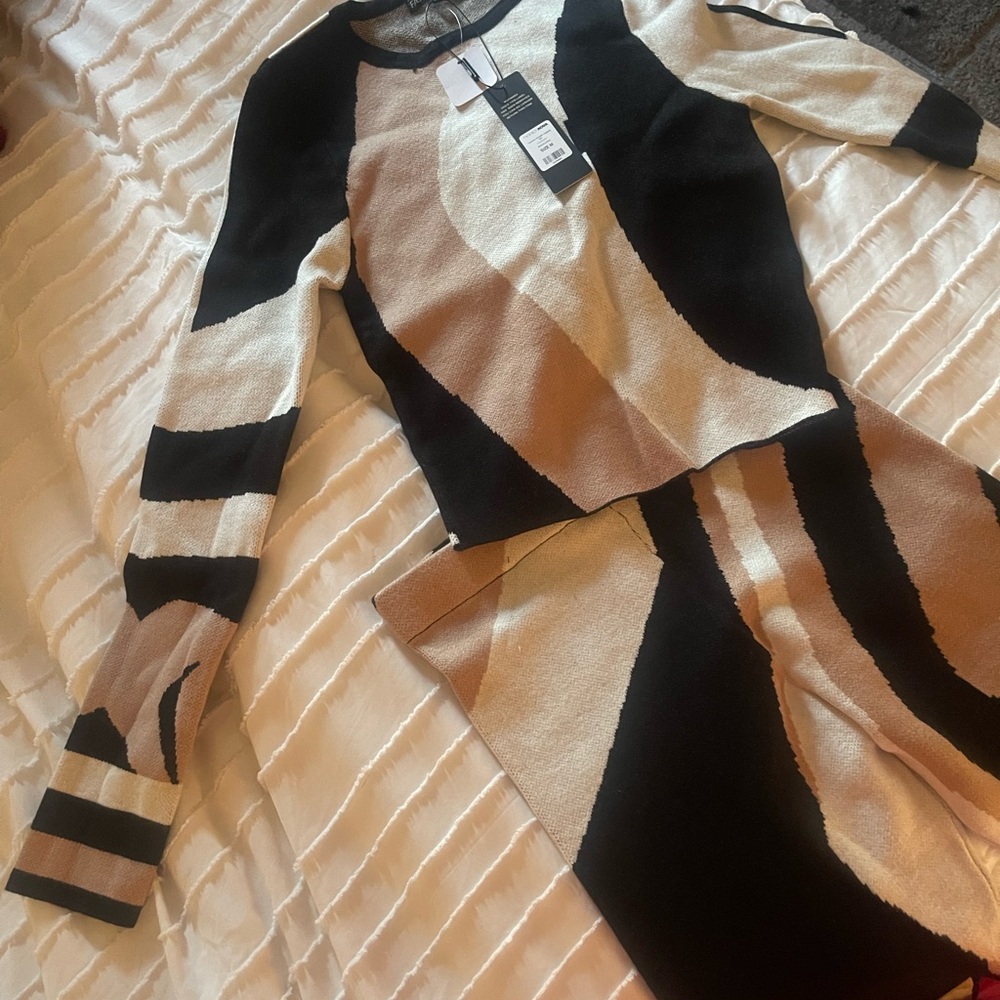 Fashion Nova Black and White Sweater Legging Set